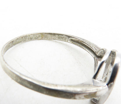 925 Sterling Silver  Vintage Genuine Diamond Heart Band Ring Sz 9.5  RG9095