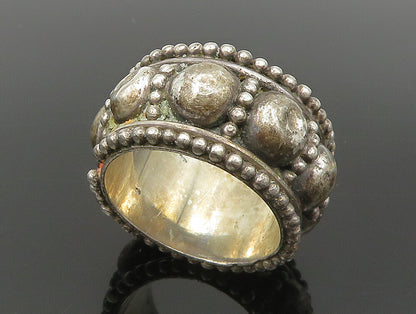 925 Sterling Silver  Vintage Beaded Raised Edge Band Ring Sz 8  RG24238
