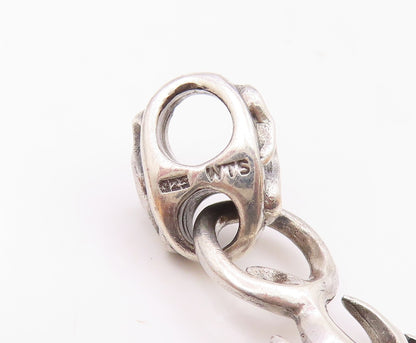 925 Sterling Silver  Vintage Skeleton Head & Fire Flames Pendant  PT18614