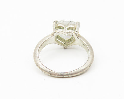 925 Sterling Silver  Cubic Zirconia Love Heart Solitaire Ring Sz 8.5  RG11035