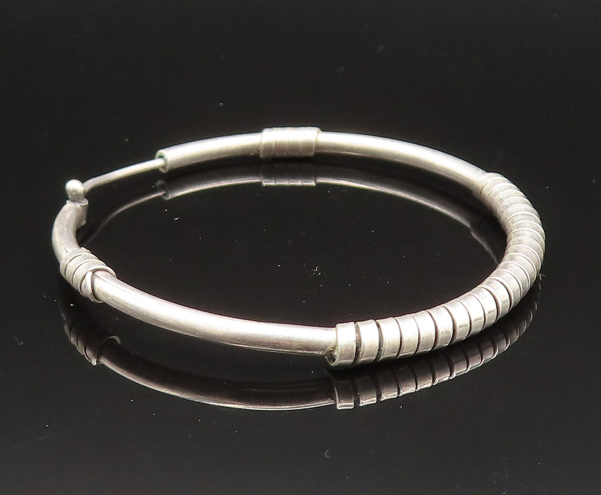 925 Sterling Silver  Vintage Spiral Ring Wrapped Hoop Earrings  EG11715
