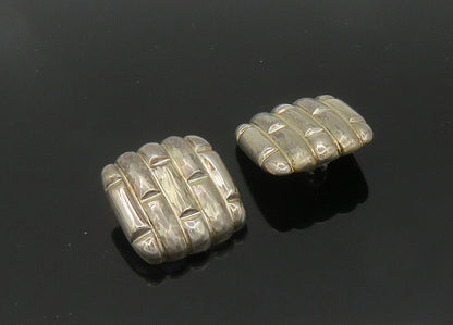 925 Sterling Silver  Vintage Brick Layer Pattern Square Drop Earrings  EG10548