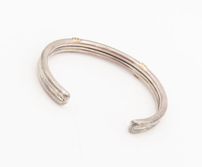 14k GOLD & 925 Silver  Vintage Two Slabs Tied With Rope Cuff Bracelet  BT9951