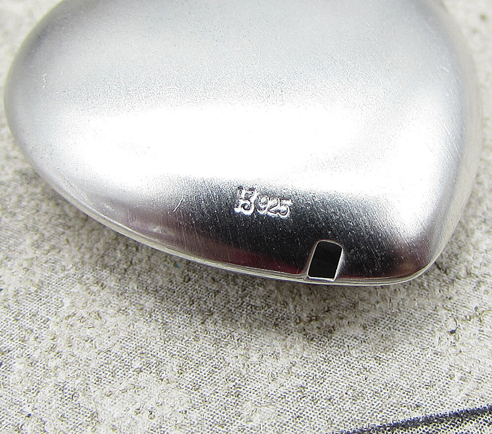 925 Silver  Cubic Zirconia My Wish Puffy Love Heart Pendant & Chain  PT1349