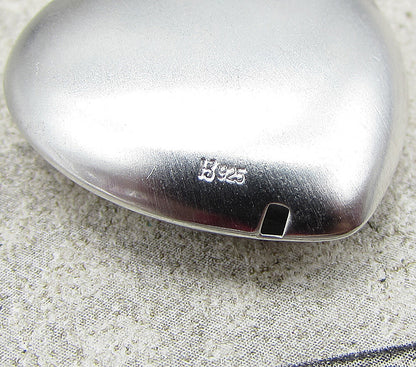 925 Silver  Cubic Zirconia My Wish Puffy Love Heart Pendant & Chain  PT1349