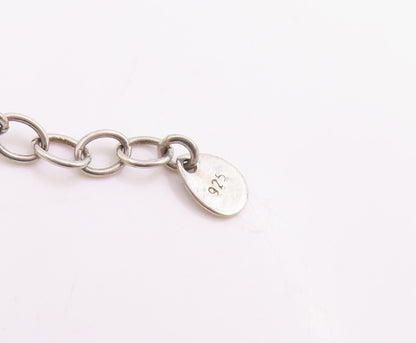 925 Sterling Silver Vintage Bracelet Genuine Diamonds Love Heart Chain  BT11854