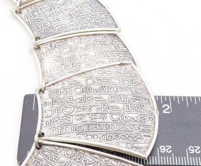MIDDLE EAST 925 Silver Vintage Hieroglyphics Pattern Chain Necklace NE1271