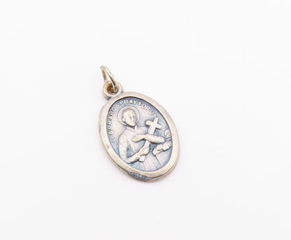 925 Sterling Silver  Vintage Saint Gerard Religious Figure Pendant  PT16304