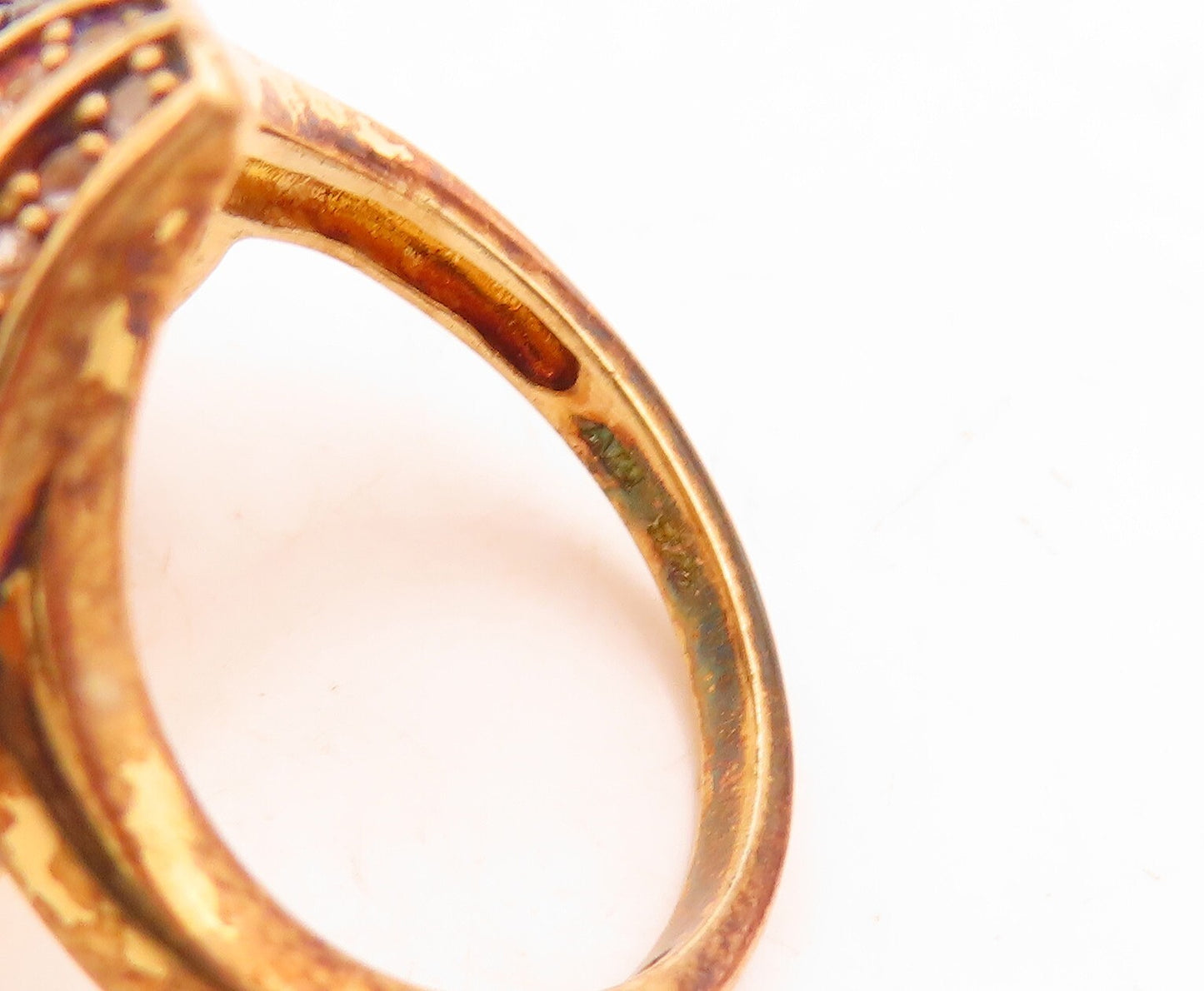 925 Sterling Silver Vintage Ring Gold Plated 2 Tone CZ Heart Cut  Sz 6  RG30094