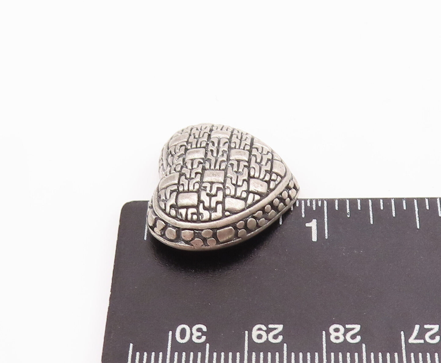 925 Sterling Silver Vintage Pendant Intense Carved Domed Love Heart  PT22877