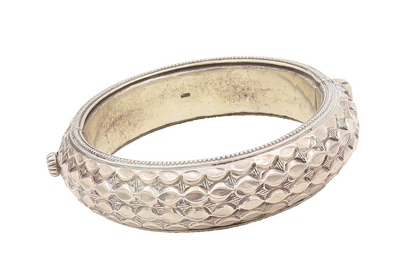 925 Sterling Silver Vintage Bracelet Etched Eye Link Pattern Screw Lock  BT10309