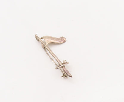 925 Sterling Silver Vintage Brooch Pin Cutout Golf Finishing Pot Hole  BP11093