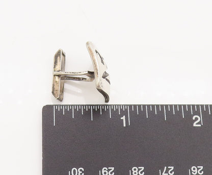 RANCHO ALEGRE 925 Sterling Silver Vintage Carved Calligraphy N Cuff Links TR3521