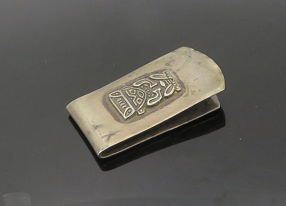 925 Sterling Silver  Vintage Antique Warrior Statue Oxidized Money Clip TR2899