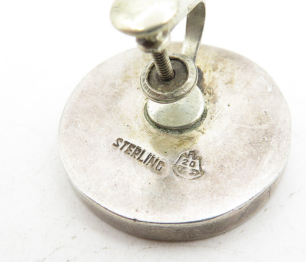 MEXICO 925 Sterling Silver  Vintage Round Non Pierce Screw Earrings  EG4474