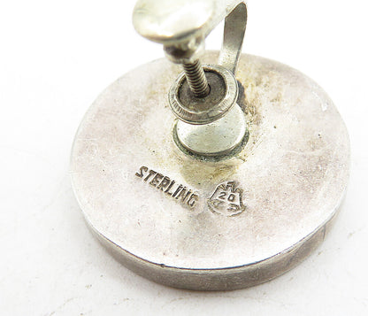 MEXICO 925 Sterling Silver  Vintage Round Non Pierce Screw Earrings  EG4474