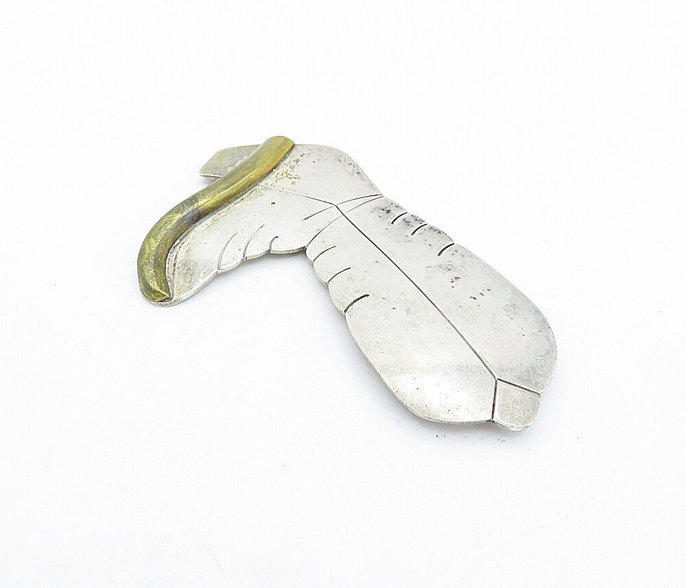 MEXICO 925 Sterling Silver  Vintage Two Tone Cowboy Boot Motif Pendant  PT2726