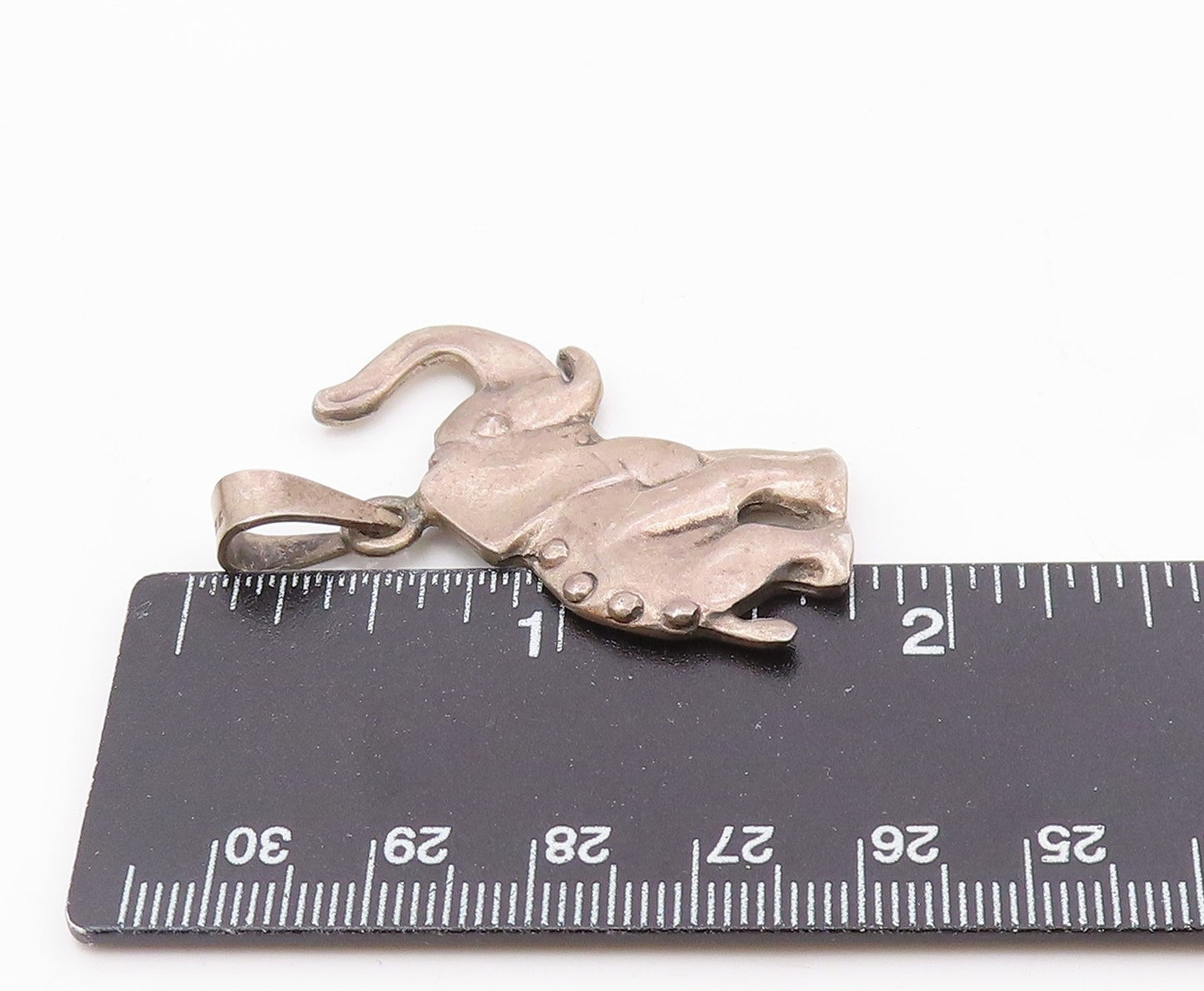 925 Sterling Silver  Vintage Baby Elephant With Trunk Up Pendant  PT21892