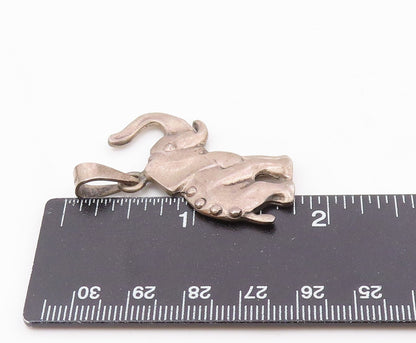 925 Sterling Silver  Vintage Baby Elephant With Trunk Up Pendant  PT21892