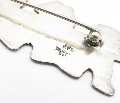 MEXICO 925 Sterling Silver  Vintage Children Holding Hands Brooch Pin  BP3275