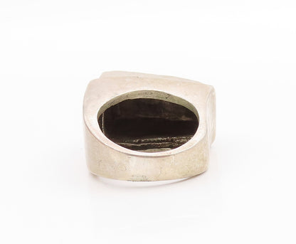 925 Sterling Silver Vintage Ring Geometric Hammered Band Heavy  Sz 8  RG33559