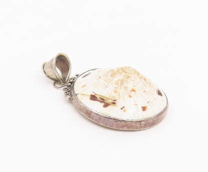 925 Sterling Silver Vintage Pendant Classic Coastal Sundial Seashell  PT26415