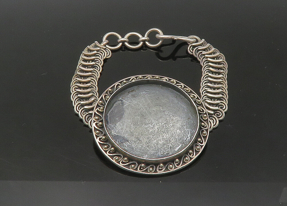 BALI 925 Sterling Silver  Vintage Oxidized Swirl Detail Chain Bracelet  BT8800
