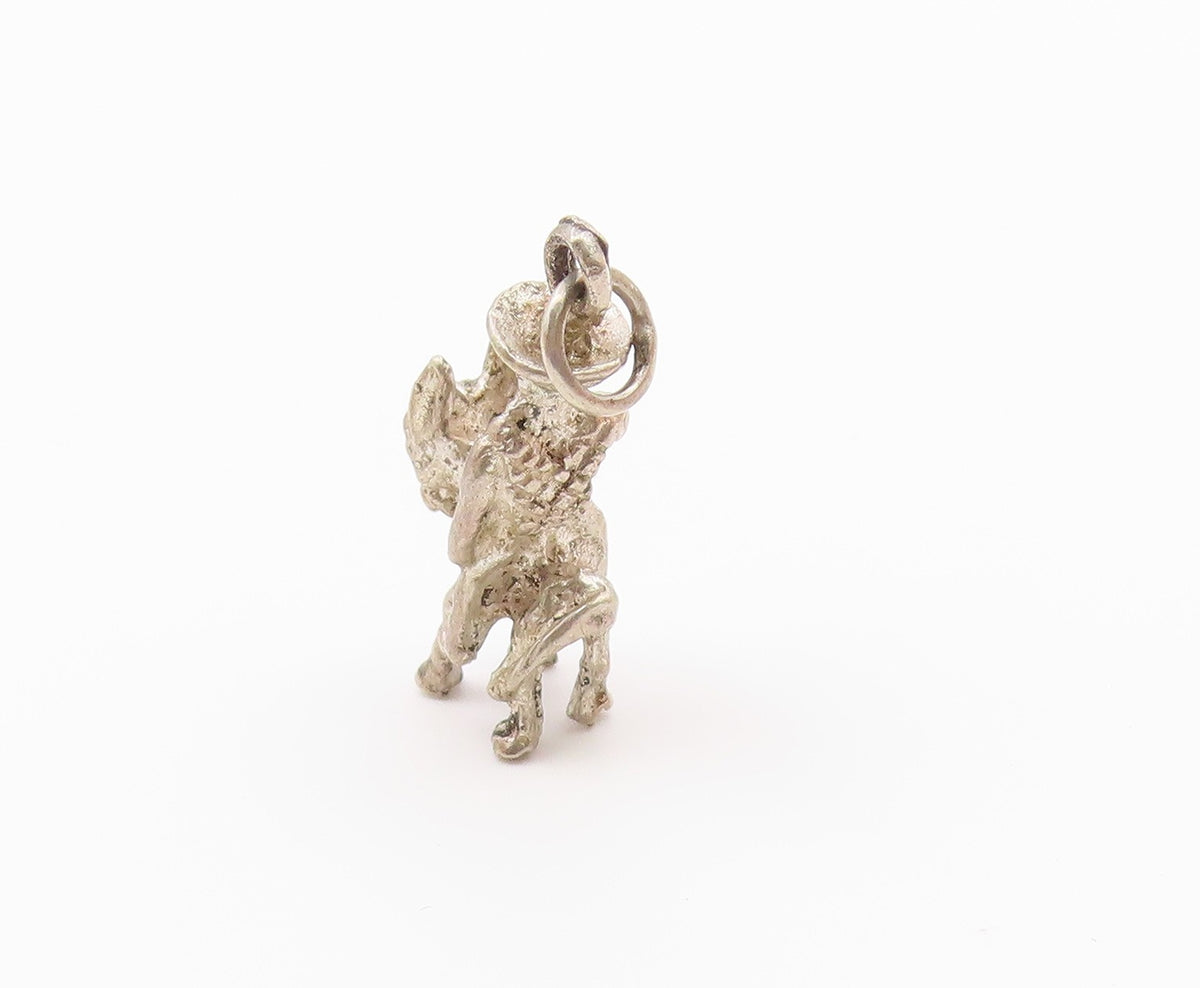 925 Sterling Silver  Vintage Man Riding Donkey Petite Pendant  PT15982