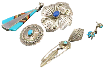 ZUNI NAVAJO 925 Sterling Silver Vintage Multi Stone Lot Single Earrings EG11225