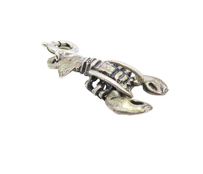 925 Sterling Silver  Vintage Petite Dark Tone Lobster Motif Pendant  PT6979