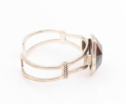 925 Sterling Silver Vintage Bracelet MELANIE BARSE Faceted Gemstone Cuff BT11843