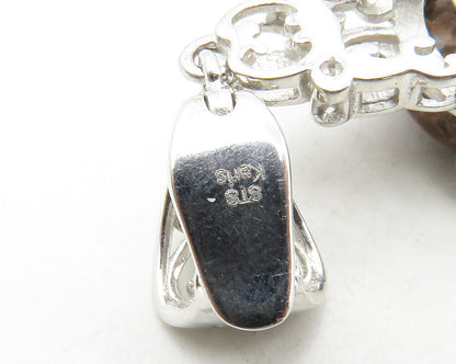 KARIS 925 Sterling Silver  Cabochon Cut Jasper & Pink Topaz Pendant  PT10322