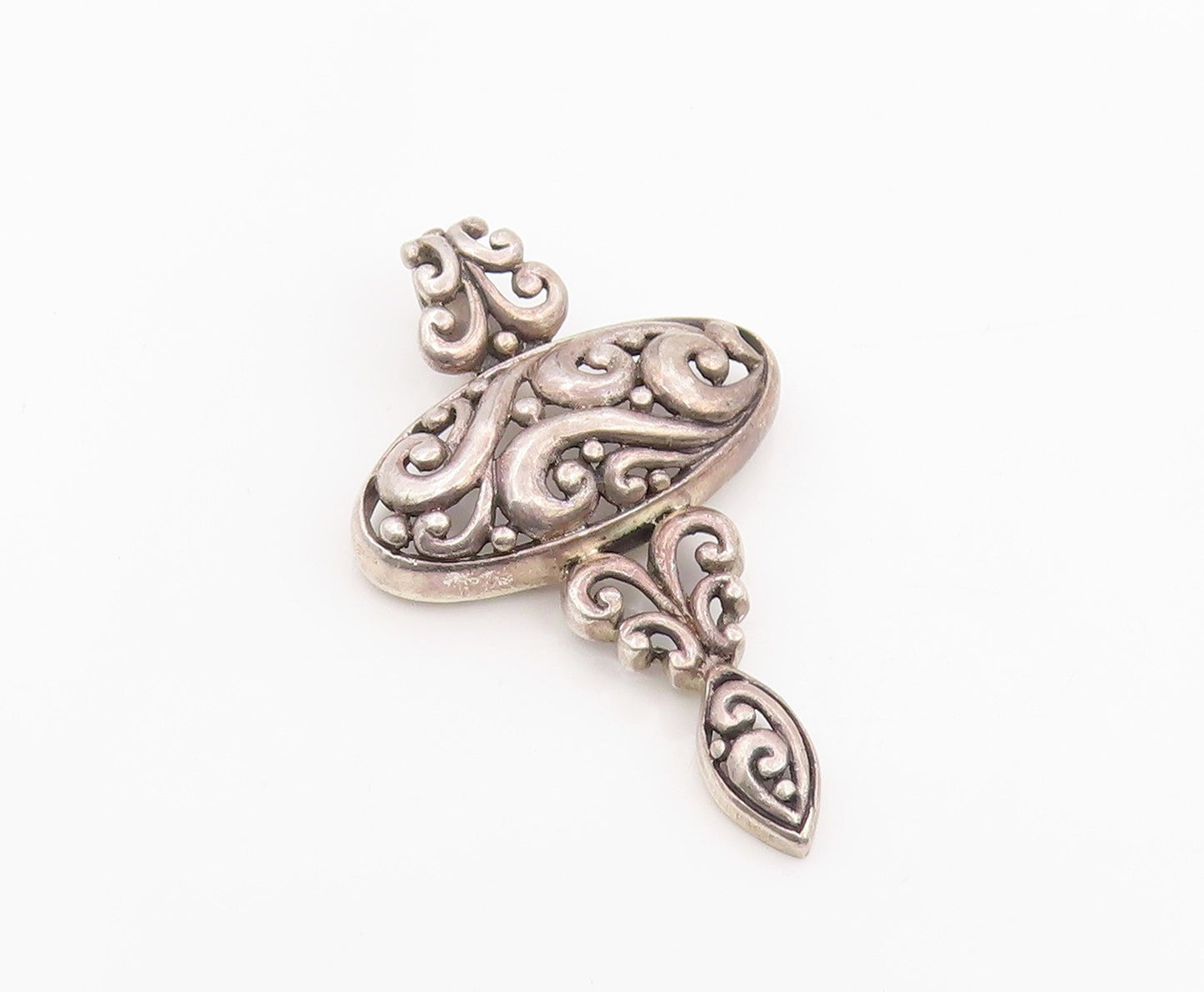 925 Sterling Silver Vintage Pendant Intricate Solid Scrollwork Locket  PT25964