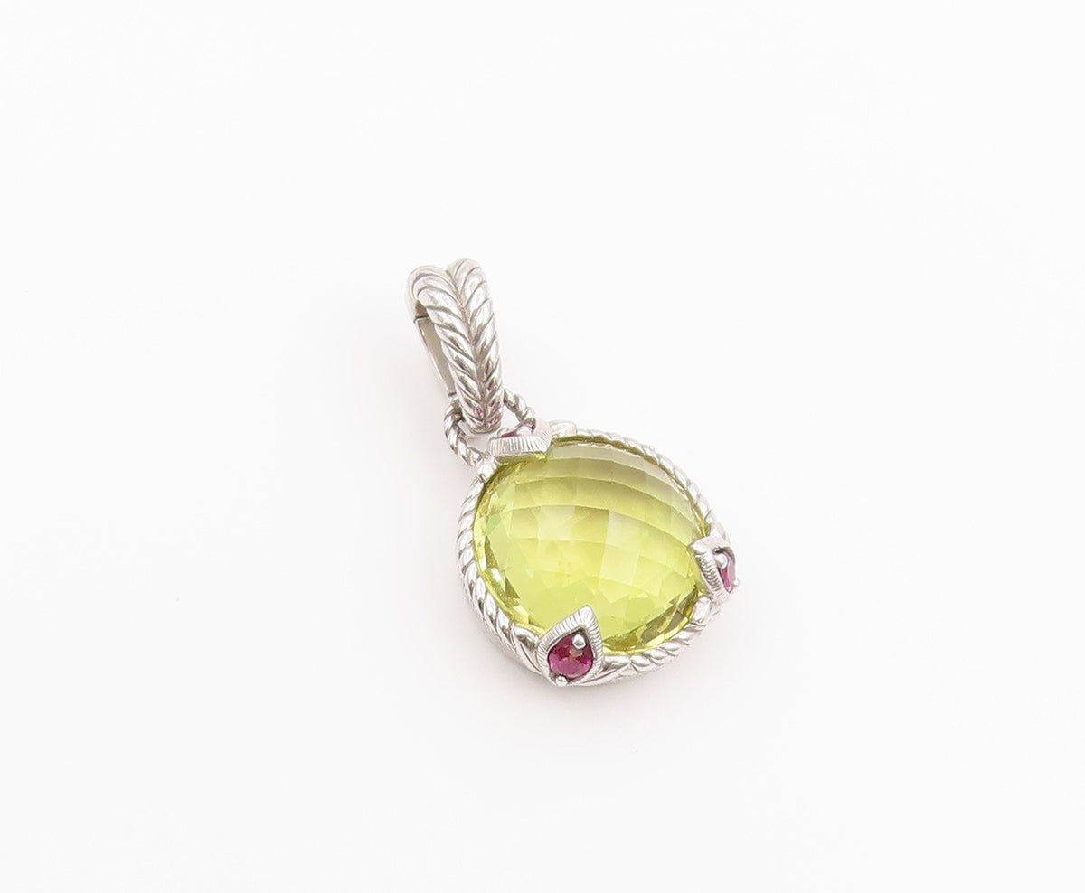 925 Sterling Silver Vintage Pendant JUDITH RIPKA Lemon Quartz Charm  PT26423