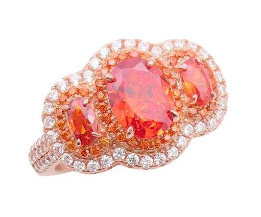 925 Sterling Silver Vintage Ring Rose Gold Plated Multi Color CZ  Sz 7  RG30173