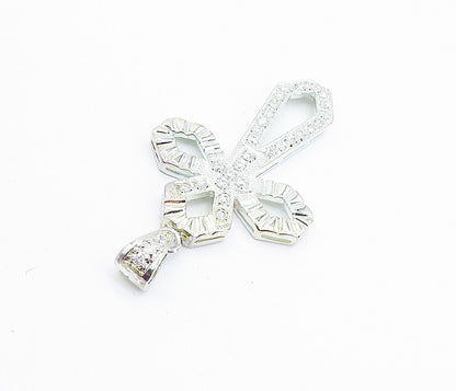925 Sterling Silver  Vintage Cubic Zirconia Religious Cross Pendant  PT5177
