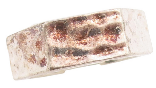 925 Sterling Silver Vintage Ring Brutalist Carved Hexagonal Cut  Sz 7  RG33406