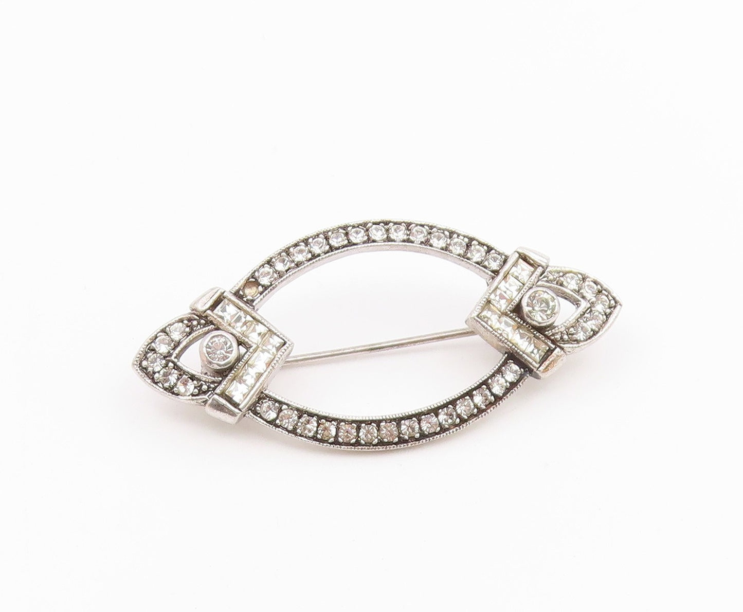 JENNA NICOLE 925 Sterling Silver  Vintage Cubic Zirconia Brooch Pin  BP8494