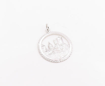 925 Sterling Silver Vintage Pendant Montreal Cityscape Souvenir Charm  PT25757