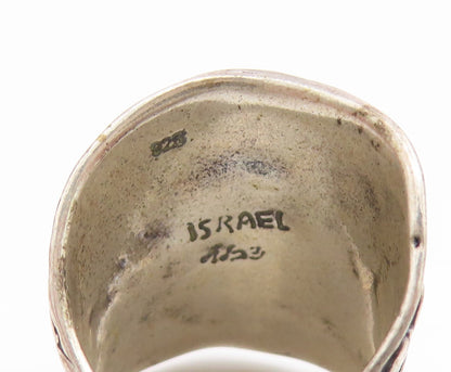 925 Sterling Silver Vintage Ring ISRAEL Engraved Floral Band  Sz 6.5  RG35293
