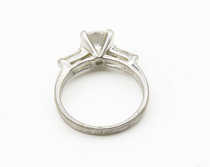 925 Sterling Silver  Cubic Zirconia Solitaire With Accents Ring Sz 7  RG10363