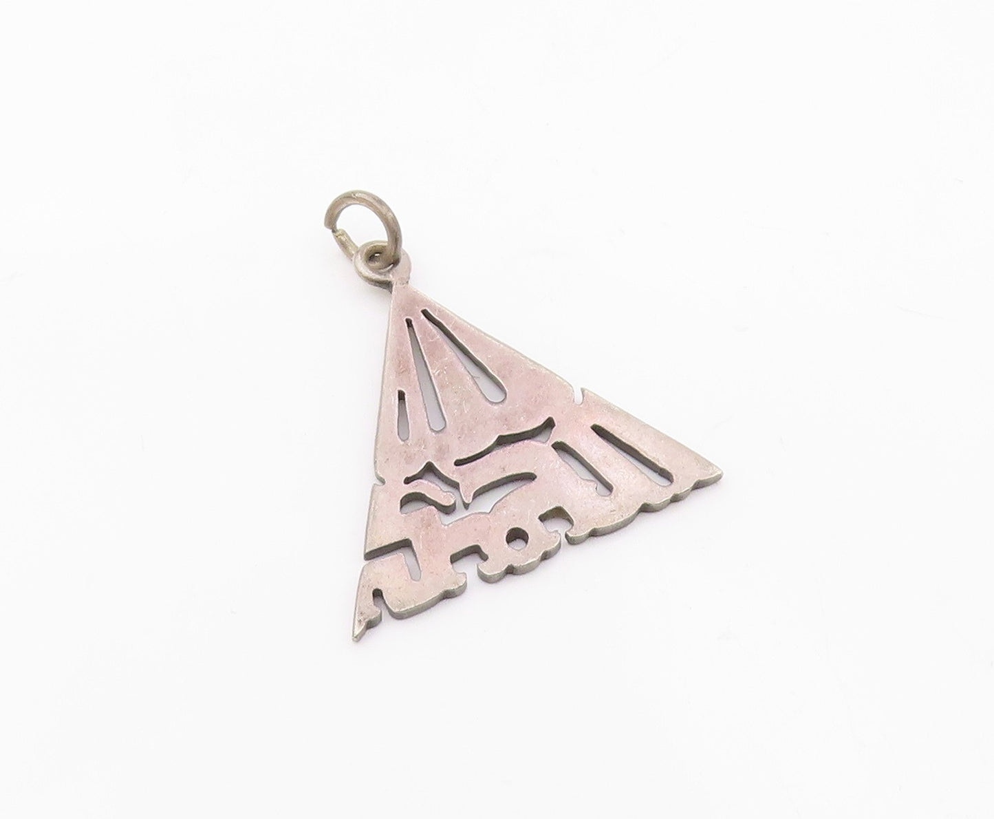 MIDDLE EAST 925 Silver  Vintage Egyptian Pyramid Cutout Pendant  PT19563