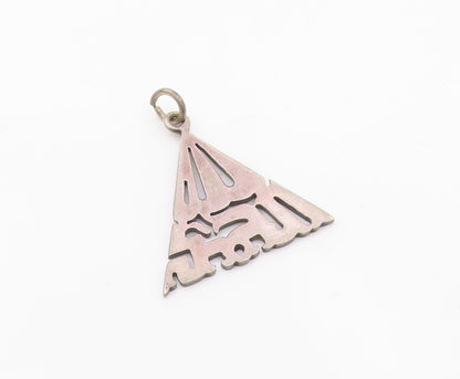 MIDDLE EAST 925 Silver  Vintage Egyptian Pyramid Cutout Pendant  PT19563