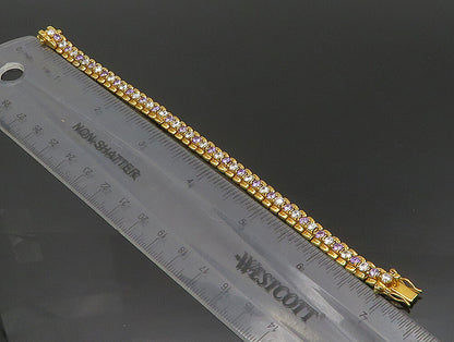 925 Sterling Silver Vintage Amethyst & Topaz Gold Plated Chain Bracelet BT9348