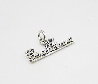 925 Sterling Silver  Vintage Number 1 Grandma Charm Pendant  PT1889