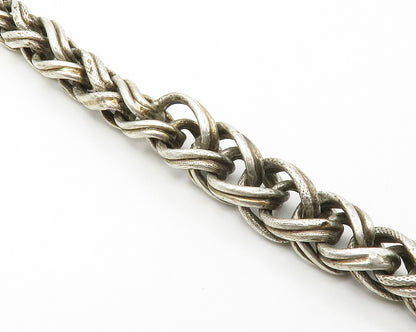 925 Sterling Silver  Vintage Fluted Ends Braided Chain Bracelet  BT5597