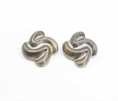 MEXICO 925 Silver  Vintage Dark Tone Swirl Non Pierce Clip On Earrings  EG2231