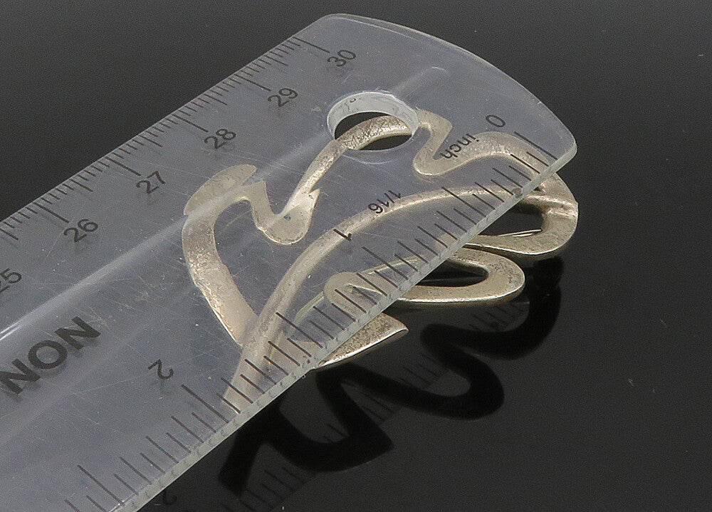 CHINESE 925 Sterling Silver  Vintage Floral Leaf Outline Brooch Pin  BP8902