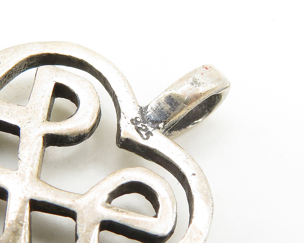 925 Sterling Silver  Vintage Shiny Open Celtic Knot Design Pendant  PT13850