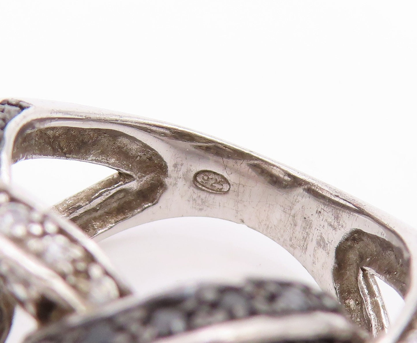 925 Sterling Silver Vintage Ring Spinel & CZ Interlocking Circle Sz 7.5 RG34530